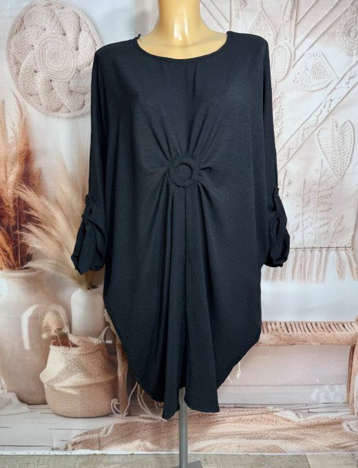 Robe papillon oversize drapée noire manches réglables du 40 au 52
