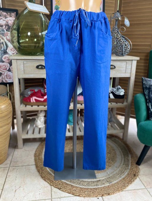 panta jogg  (dit magique) bleu royal ultra extensible confort +++ du 40 au 50