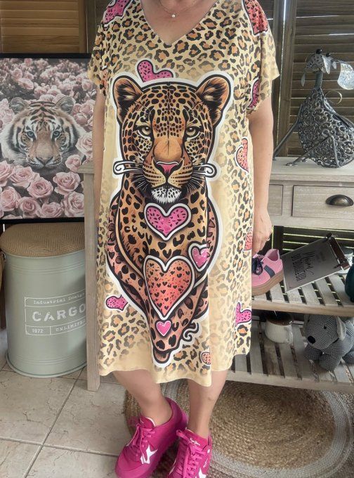 Robe courte ou tunique longue Le Léopard aux Coeurs du 42 au 52  