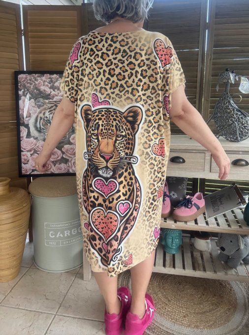 Robe courte ou tunique longue Le Léopard aux Coeurs du 42 au 52  