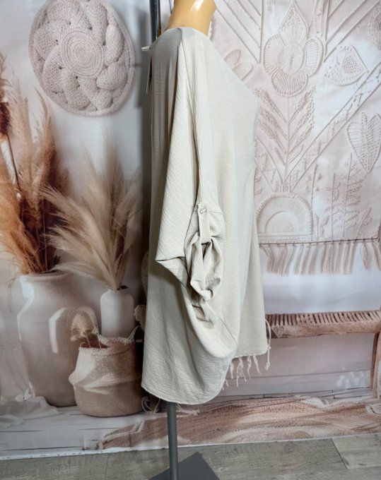 Robe papillon oversize drapée beige manches réglables du 40 au 52