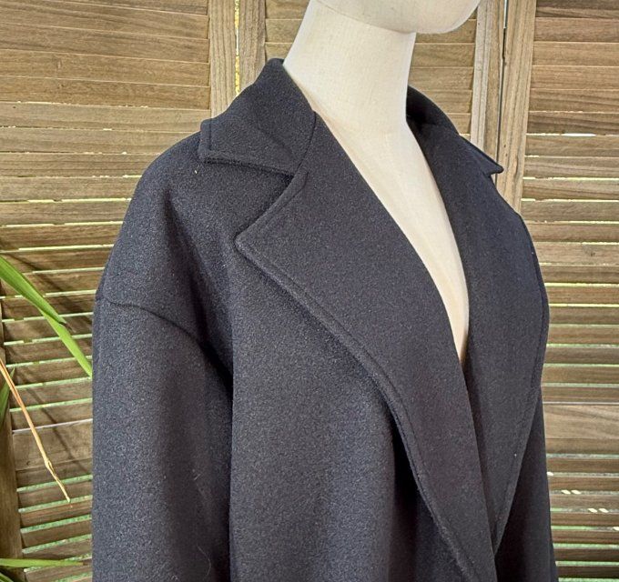 Manteau sans laine long & ample noir du 40 au 50/52 et même +