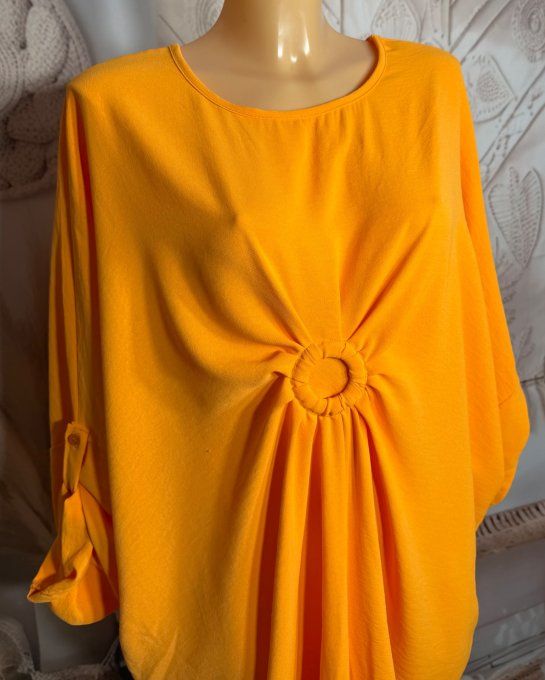Robe papillon oversize drapée orange manches réglables du 40 au 52 
