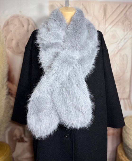 Echarpe fausse fourrure Gris perle toute doublée et ajustable douceur ++++ TOUTES TAILLES
