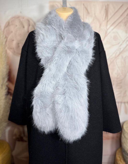 Echarpe fausse fourrure Gris perle toute doublée et ajustable douceur ++++ TOUTES TAILLES