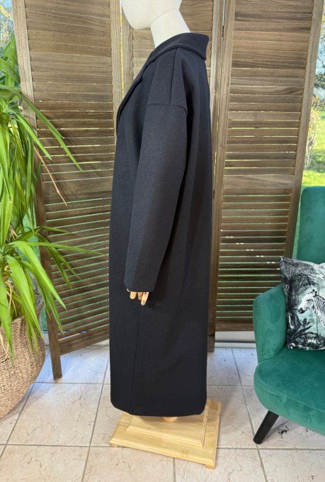 Manteau sans laine long & ample noir du 40 au 50/52 et même +