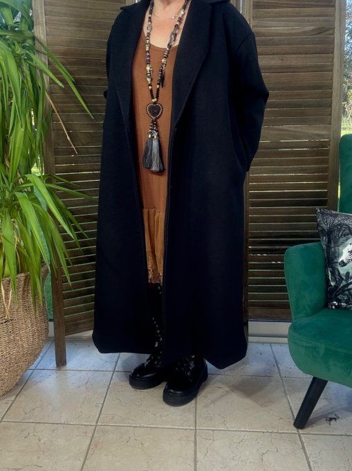 Manteau sans laine long & ample noir du 40 au 50/52 et même +