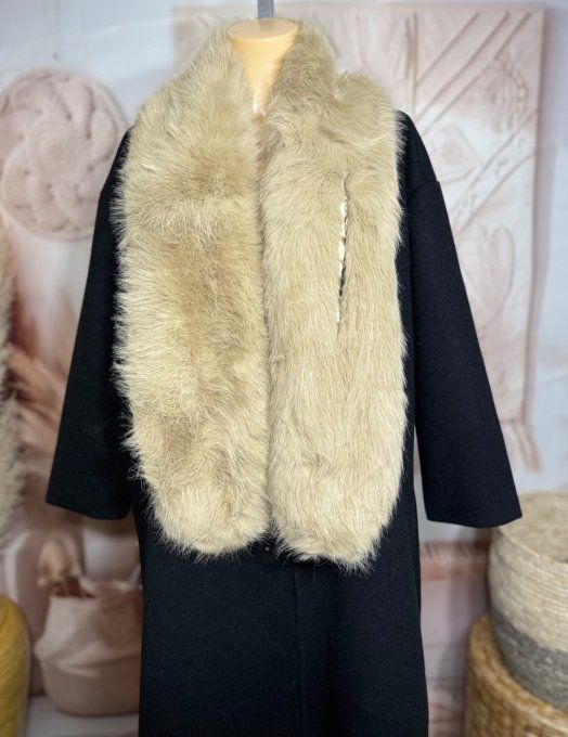 Echarpe fausse fourrure beige toute doublée et ajustable douceur ++++ TOUTES TAILLES -