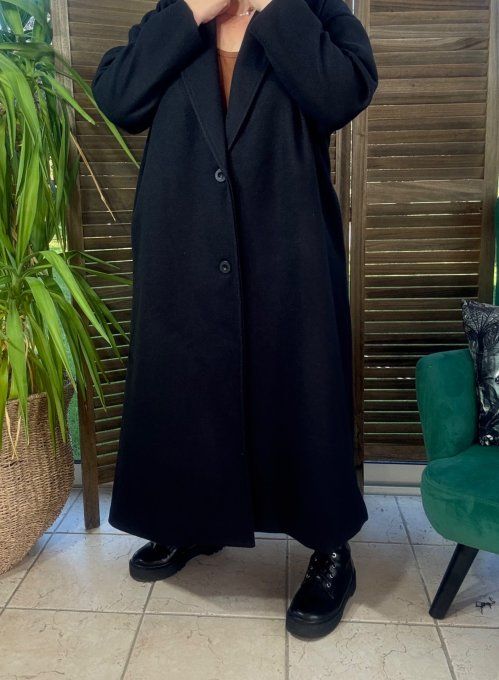 Manteau sans laine long & ample noir du 40 au 50/52 et même +