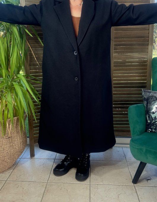Manteau sans laine long & ample noir du 40 au 50/52 et même +