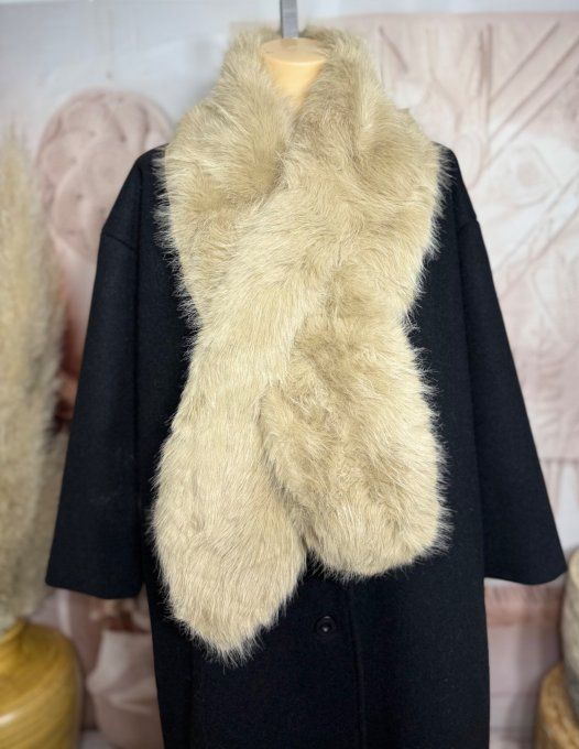 Echarpe fausse fourrure beige toute doublée et ajustable douceur ++++ TOUTES TAILLES -