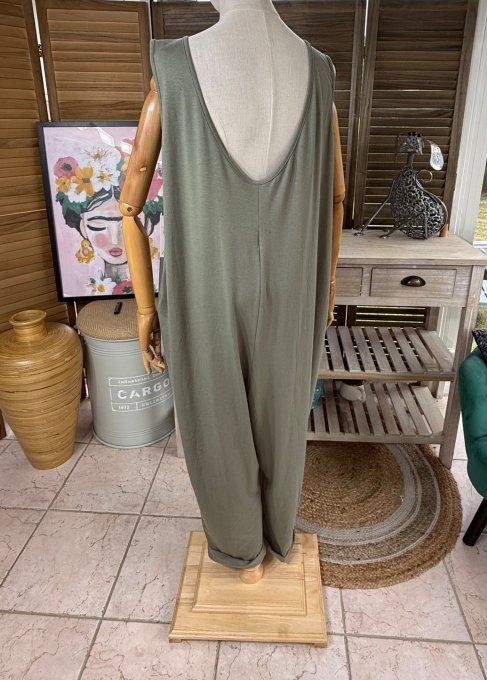 Combinaison salopette coton  Kaki Soleil pailleté doré or du 40 au 48/50