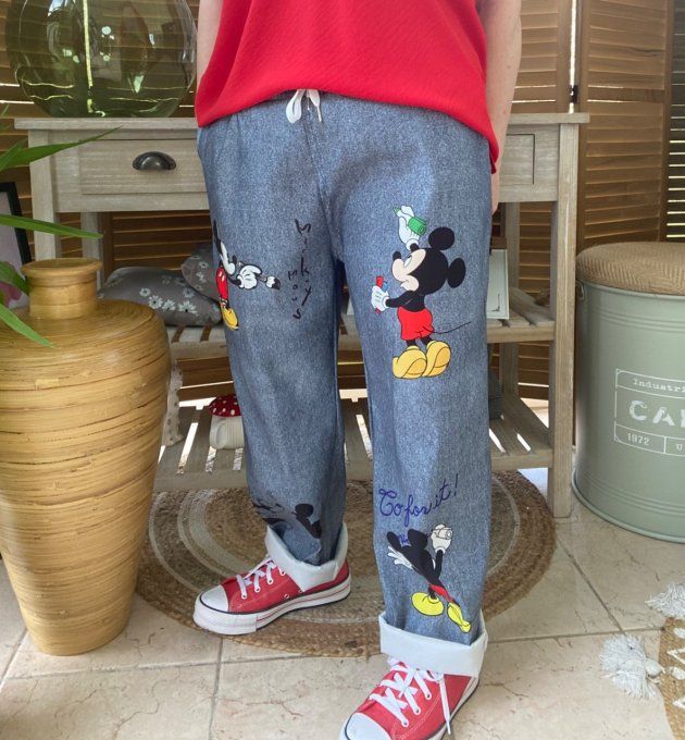 panta jogg  (dit magique) effet jeans grisé brut Mickey Mouse confort +++ du 42 au 50/52  