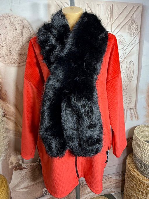Echarpe fausse fourrure noire toute doublée et ajustable douceur ++++ TOUTES TAILLES