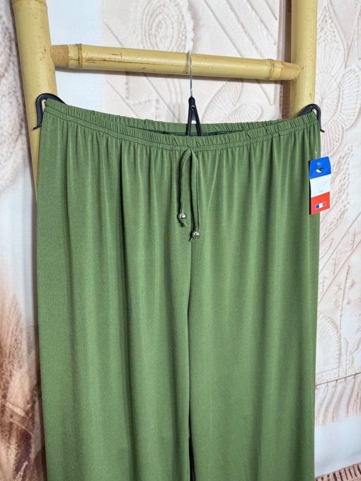 pantalon Palazzo kaki fluide taille élastiquée confort +++ du 40 au 50