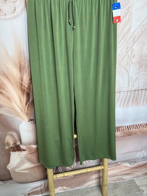 pantalon Palazzo kaki fluide taille élastiquée confort +++ du 40 au 50