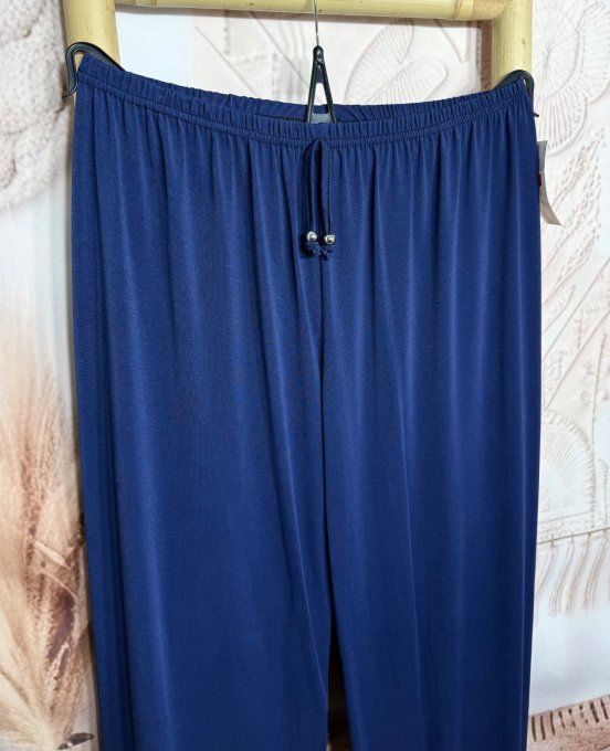 pantalon Palazzo marine fluide taille élastiquée confort +++ du 40 au 50  