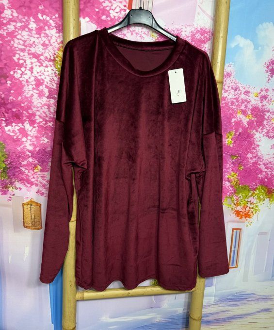 Pyjama ou ensemble "cocooning" velours ras Grenat Douceur ++++ du 40 au 52
