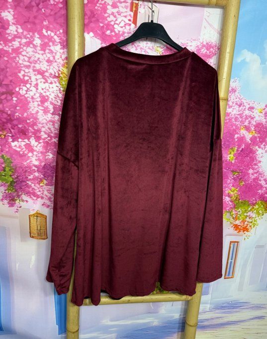 Pyjama ou ensemble "cocooning" velours ras Grenat Douceur ++++ du 40 au 52
