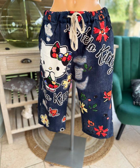 pantacourt (dit magique) effet jeans brut Hello Kitty du 40 au 50/52 