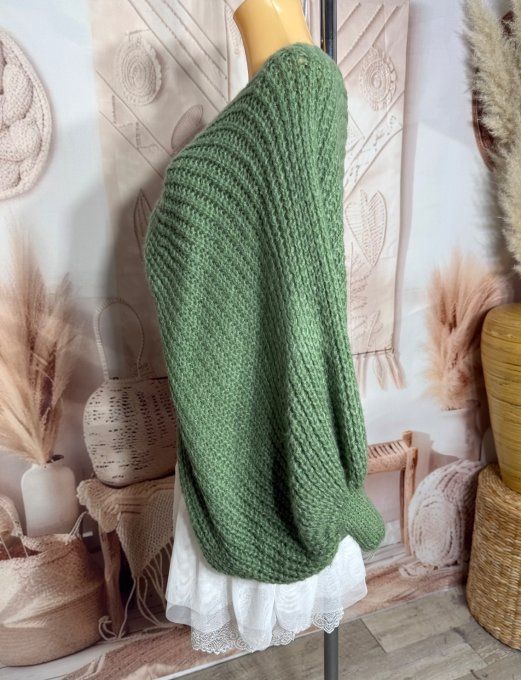 Pull ample façon Papillon manches chauve-souris kaki douceur +++ du 42 au 58/60