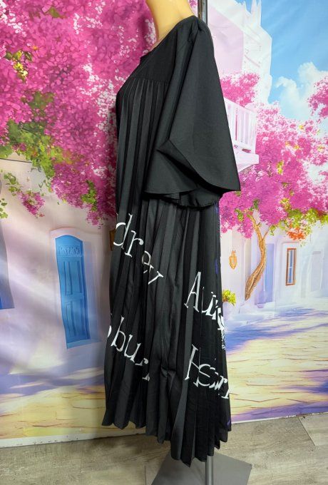 Robe mi-longue plissée noire Audrey Hepburn Breakfast at Tiffany's du 40 au 52 