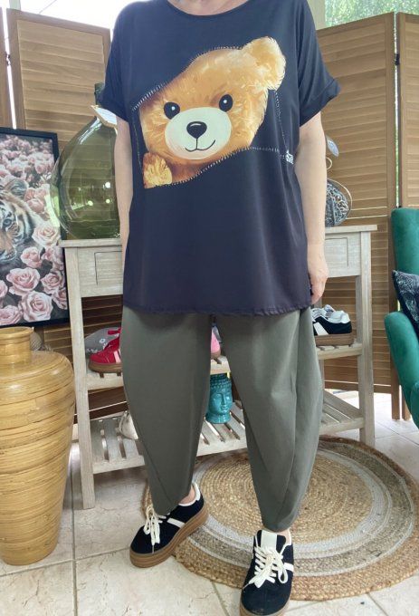 Top ample noir Teddy Bear Ourson malicieux du 38 au 50  
