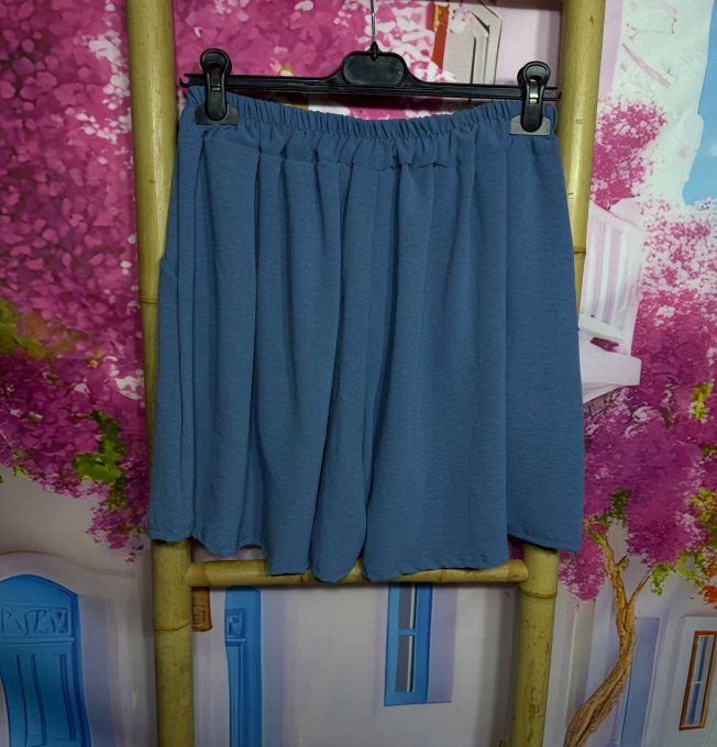 Ensemble Bleu Jeans Tunique ample + short cuisses larges taille élastiquée confort +++ du 40 au 50