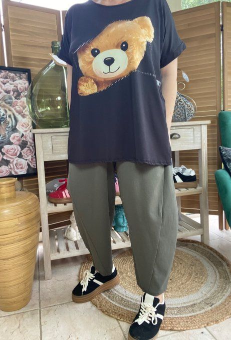 Top ample noir Teddy Bear Ourson malicieux du 38 au 50  
