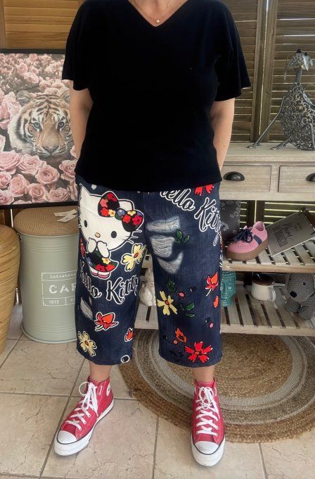 pantacourt (dit magique) effet jeans brut Hello Kitty du 40 au 50/52 