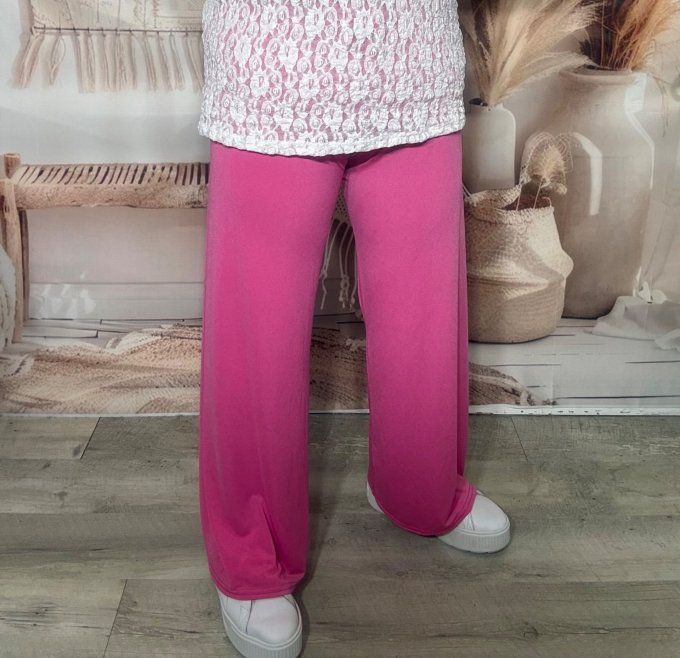 pantalon Palazzo Fuschia fluide taille élastiquée confort +++ du 40 au 50 