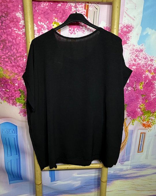 Ensemble noir Tunique ample + short cuisses larges taille élastiquée confort +++ du 40 au 50