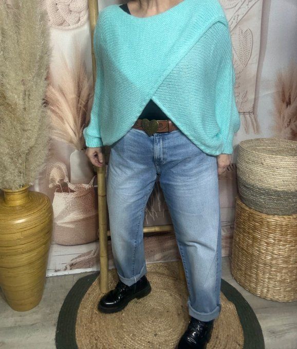 Pull court croisé vert d'eau douceur +++ (du 40 au 52) ou en version "chauffe-épaule" jusqu'au 58/60