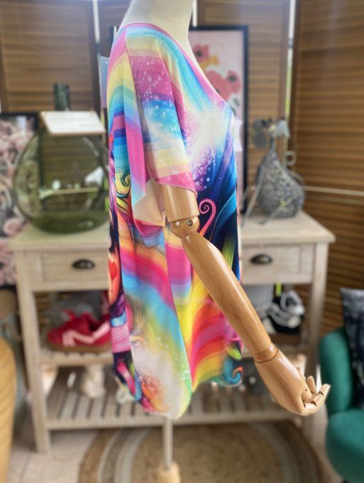 Top fin ample multicolore La Fillette Arc-en-Ciel du 40 au 52