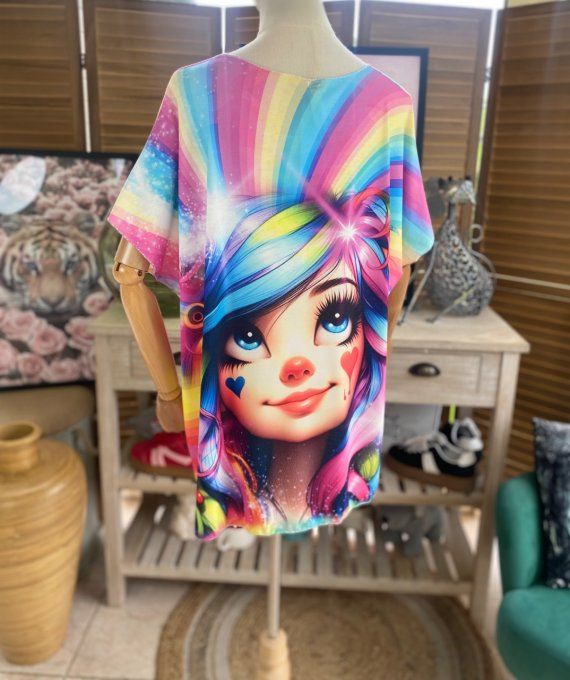 Top fin ample multicolore La Fillette Arc-en-Ciel du 40 au 52