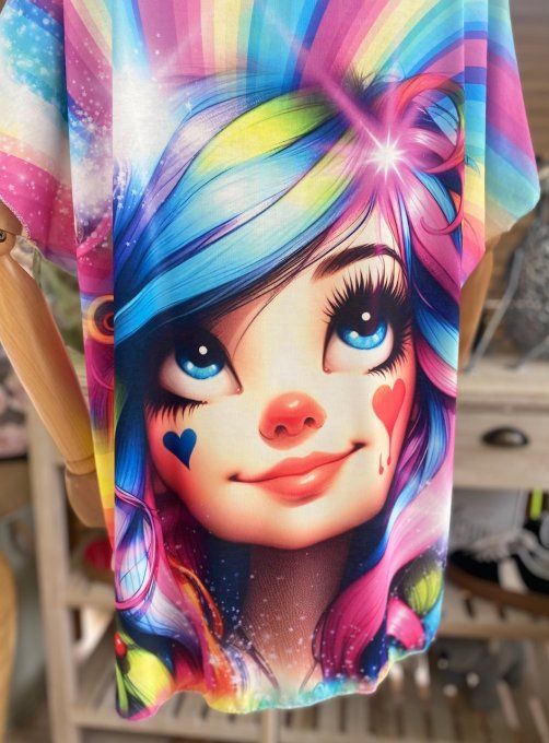 Top fin ample multicolore La Fillette Arc-en-Ciel du 40 au 52