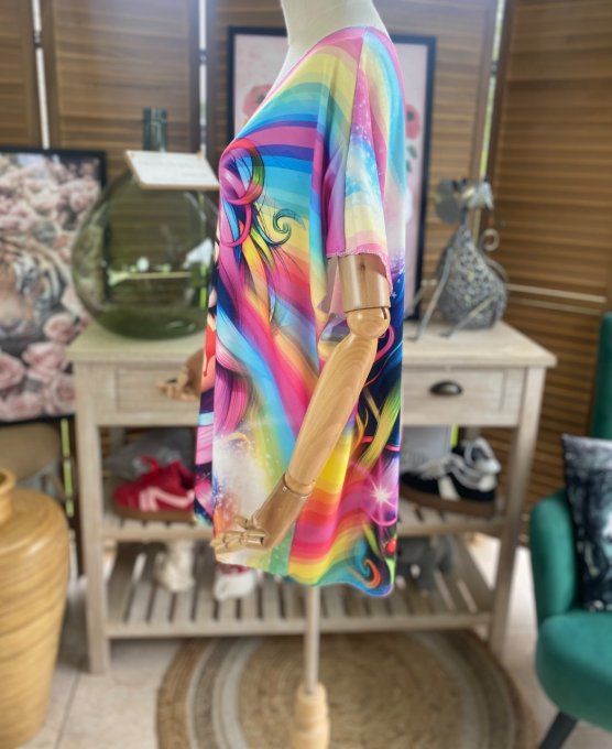 Top fin ample multicolore La Fillette Arc-en-Ciel du 40 au 52