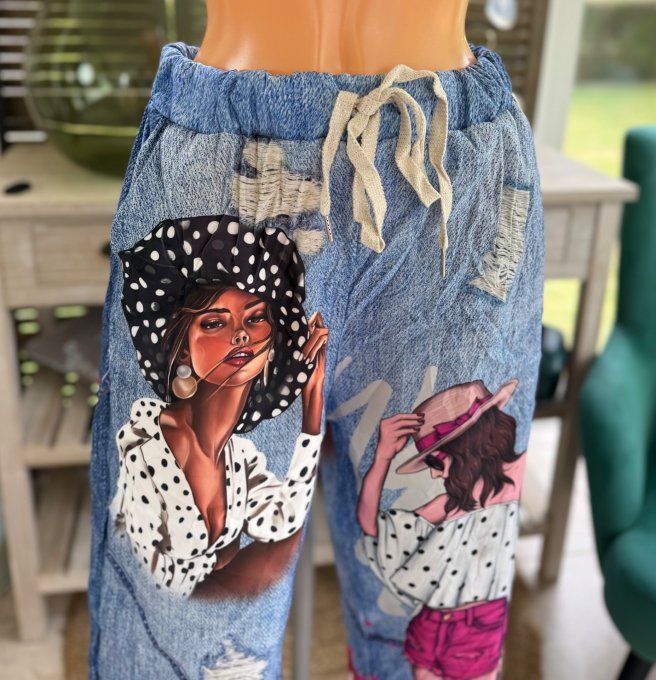 pantacourt (dit magique) effet jeans délavé Pretty Fashion Women du 40 au 50/52 