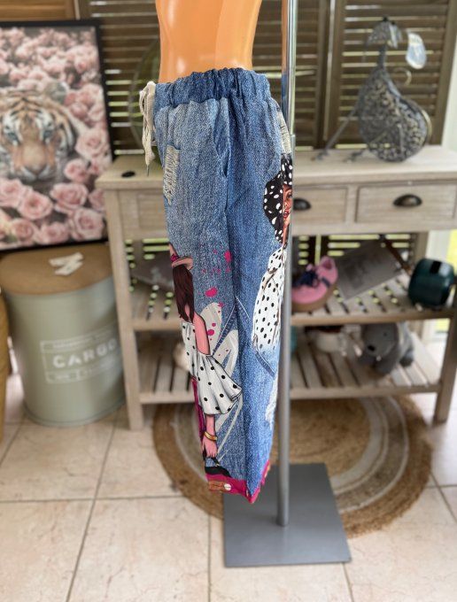pantacourt (dit magique) effet jeans délavé Pretty Fashion Women du 40 au 50/52 