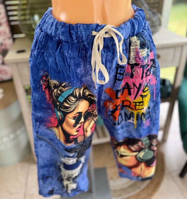 pantacourt (dit magique) effet jeans Pretty Music Women du 40 au 50/52 
