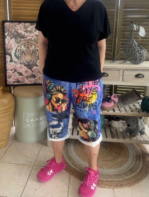pantacourt (dit magique) effet jeans Pretty Music Women du 40 au 50/52 