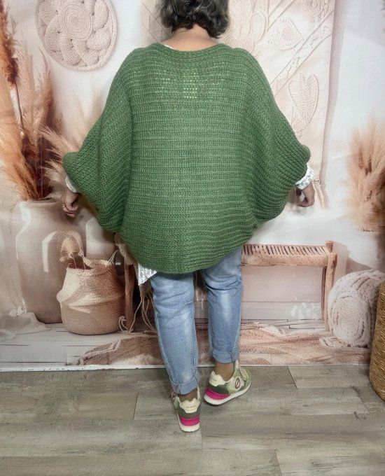 Pull ample façon Papillon manches chauve-souris kaki douceur +++ du 42 au 58/60