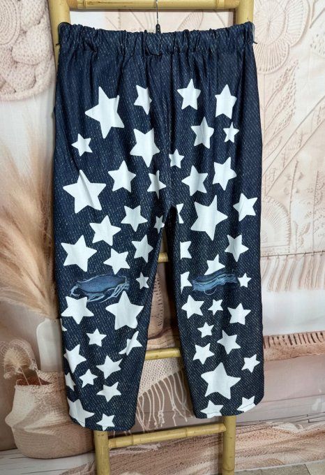 Panta-jogg effet jeans brut délavé Etoiles blanches stretch ++++ du 40 au 52/54