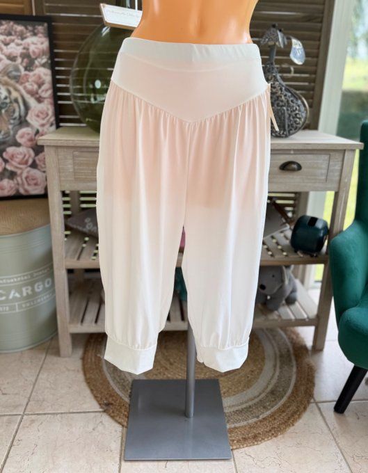 Pantalon corsaire / pirate blanc stretch ++++ du 38 au 48