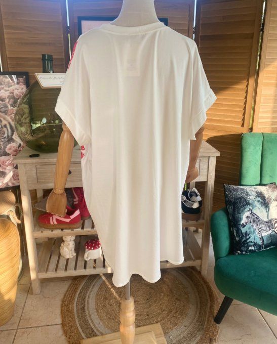 Top ample blanc I love Rock & Roll du 42 au 52/54