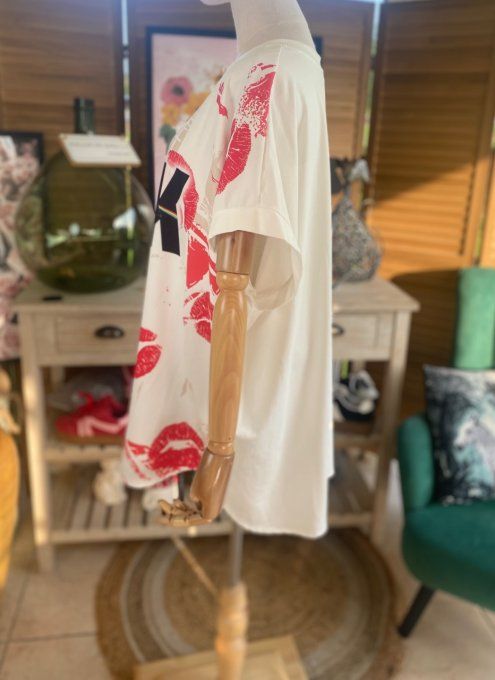 Top ample blanc I love Rock & Roll du 42 au 52/54