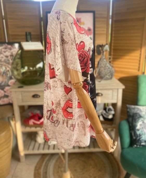 Top fin ample crème marbré Betty Boop Love du 40 au 52 