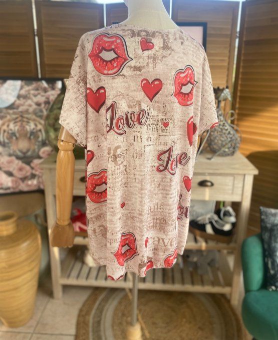 Top fin ample crème marbré Betty Boop Love du 40 au 52 