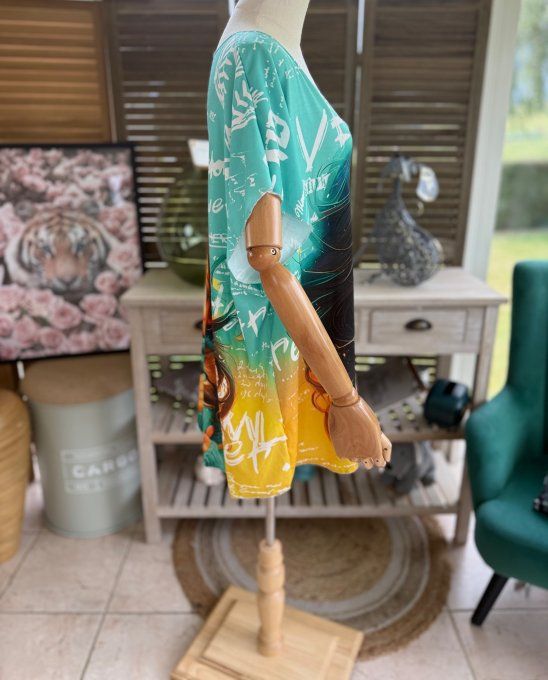 Top fin ample vert d'eau menthe La Fillette et son chat du 40 au 52