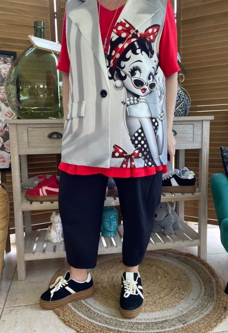Gilet type barman sans manches Betty Boop Pin Up du 40 au 50 et même +